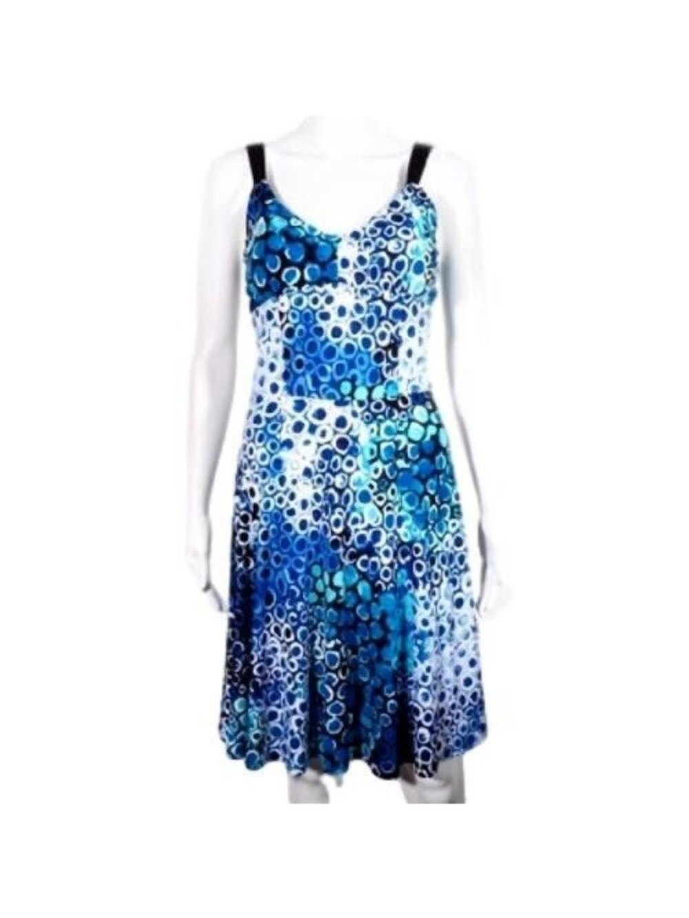 Papillon Blanc Dress Womens Size 4 P A Line Sleeveless Blue Black White Lined